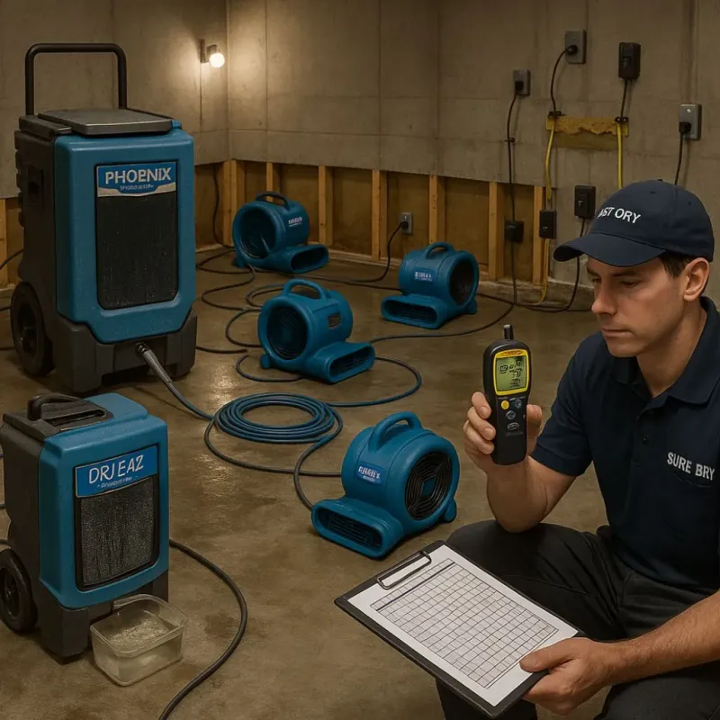 Structural Drying and Dehumidification process in Green Forest, AR